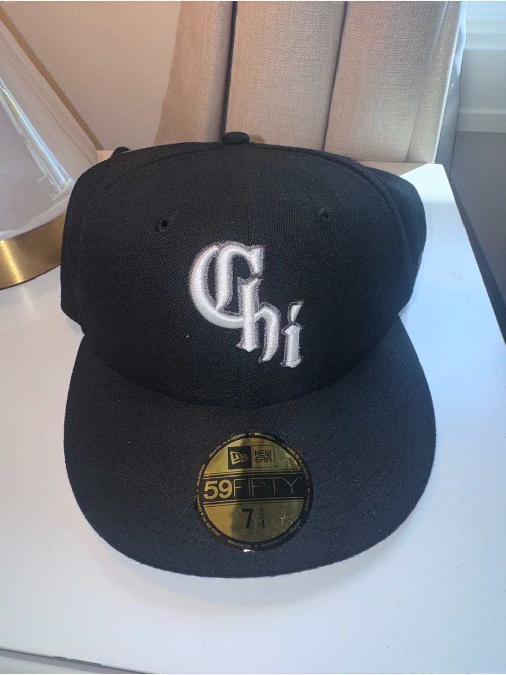 Sox New Era 59FIFTY Black 7 1/4 Hat with White 'Chi' Embroidery